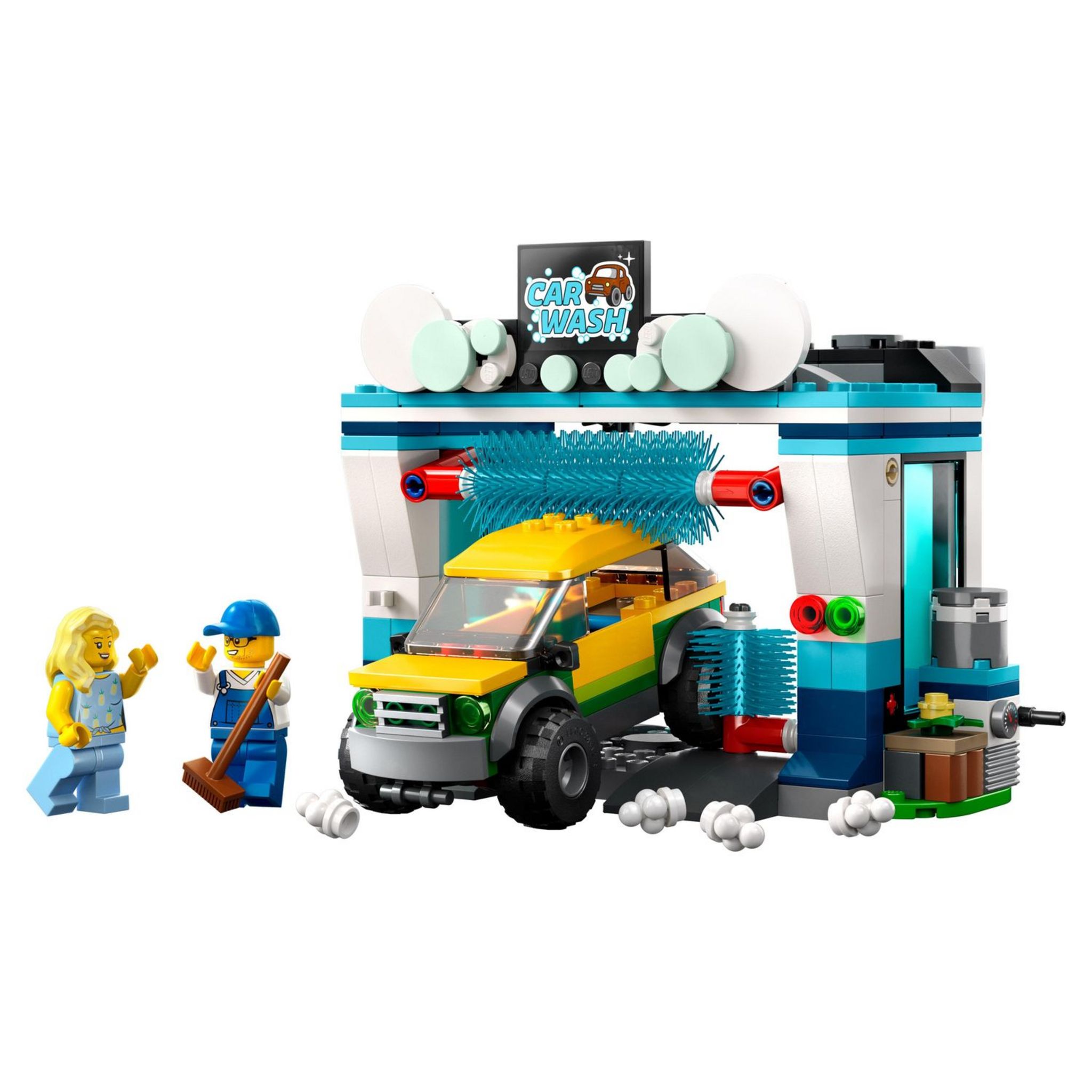 Voir la diapositive 8 : LEGO City 60362 - La Station de Lavage, Jouet pour Enfants Dès 6 Ans, Garçons, Filles, Set avec Brosses à Laver Rotatives, Voiture et 2 Minifigurines