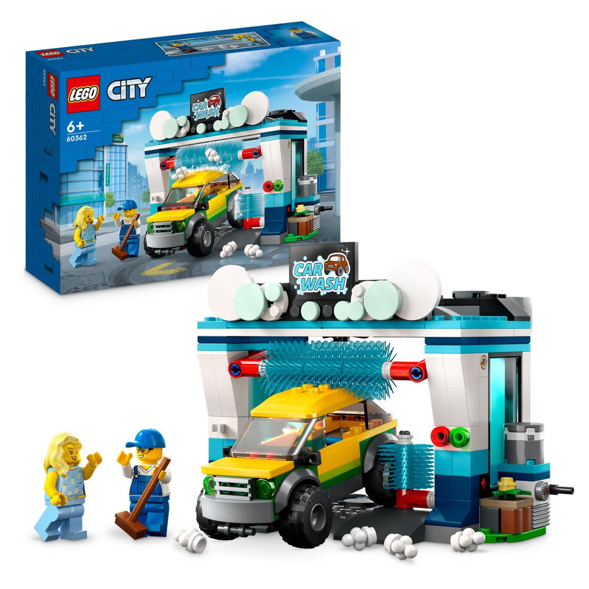 Voir la diapositive 9 : LEGO City 60362 - La Station de Lavage, Jouet pour Enfants Dès 6 Ans, Garçons, Filles, Set avec Brosses à Laver Rotatives, Voiture et 2 Minifigurines