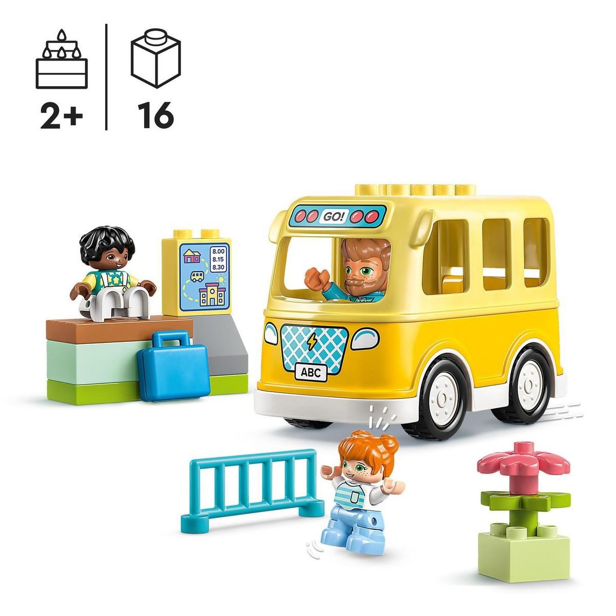 LEGO LEGO DUPLO 10988 Le Voyage en Bus, Jouet Éducatif pour Développer la Motricité Fine, Enfants 2 Ans