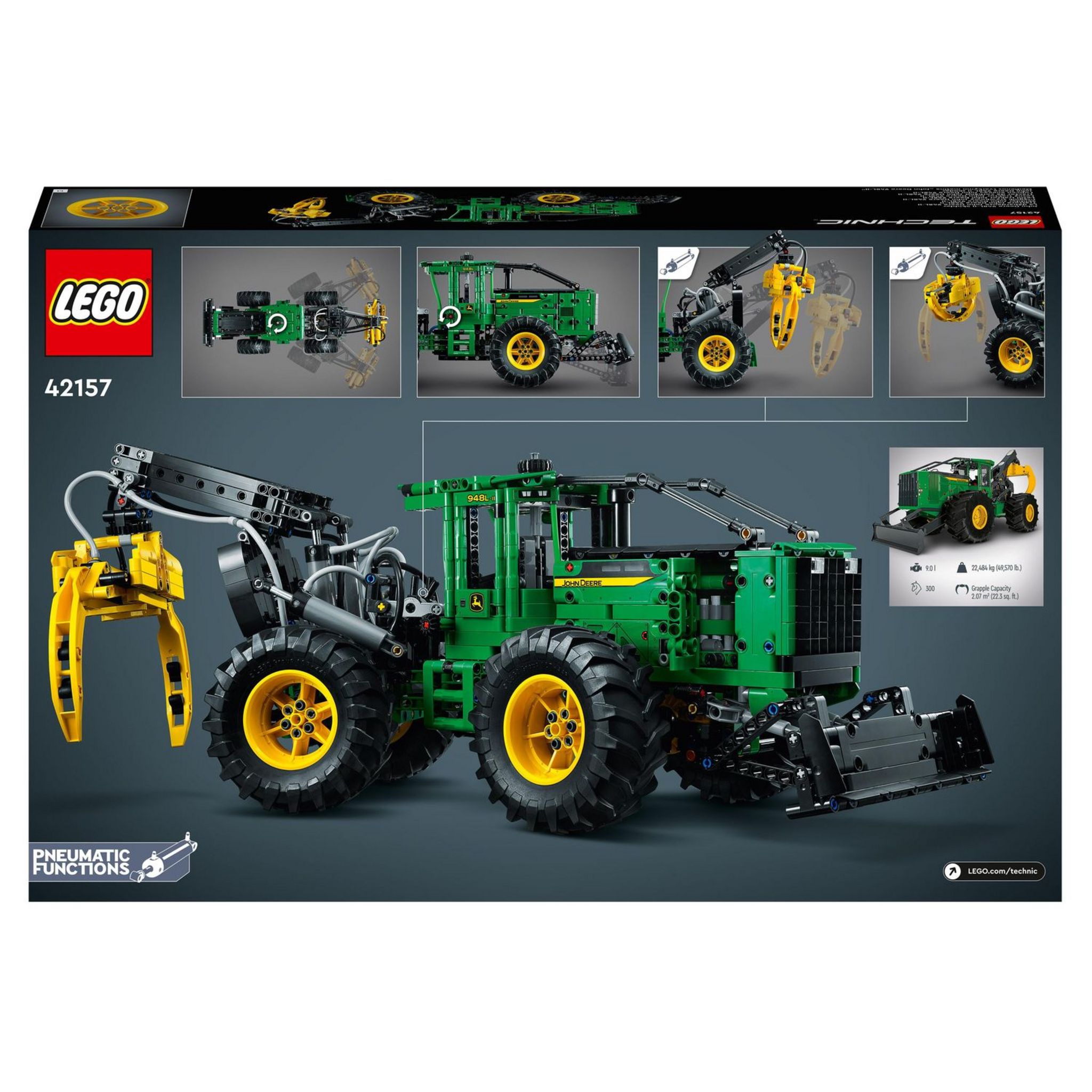 Voir la diapositive 2 : LEGO Technic 42157 - La Débardeuse John Deere 948L-II, Set Véhicule de Construction avec Fonctions Pneumatiques et 4 Roues Motrices