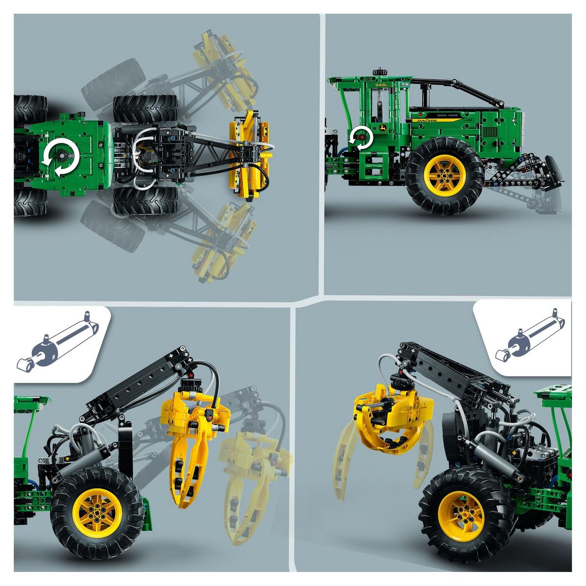 LEGO Technic 42157 - La Débardeuse John Deere 948L-II, Set Véhicule de Construction avec Fonctions Pneumatiques et 4 Roues Motrices