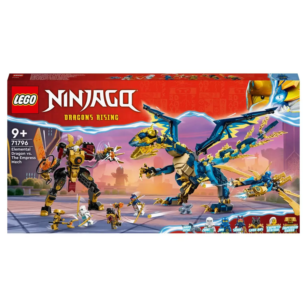 LEGO NINJAGO 71796 - Le Dragon Élémentaire contre le Robot de l’Impératrice, Grand Jouet de Construction avec Figurines et 6 Minifigurines Ninja
