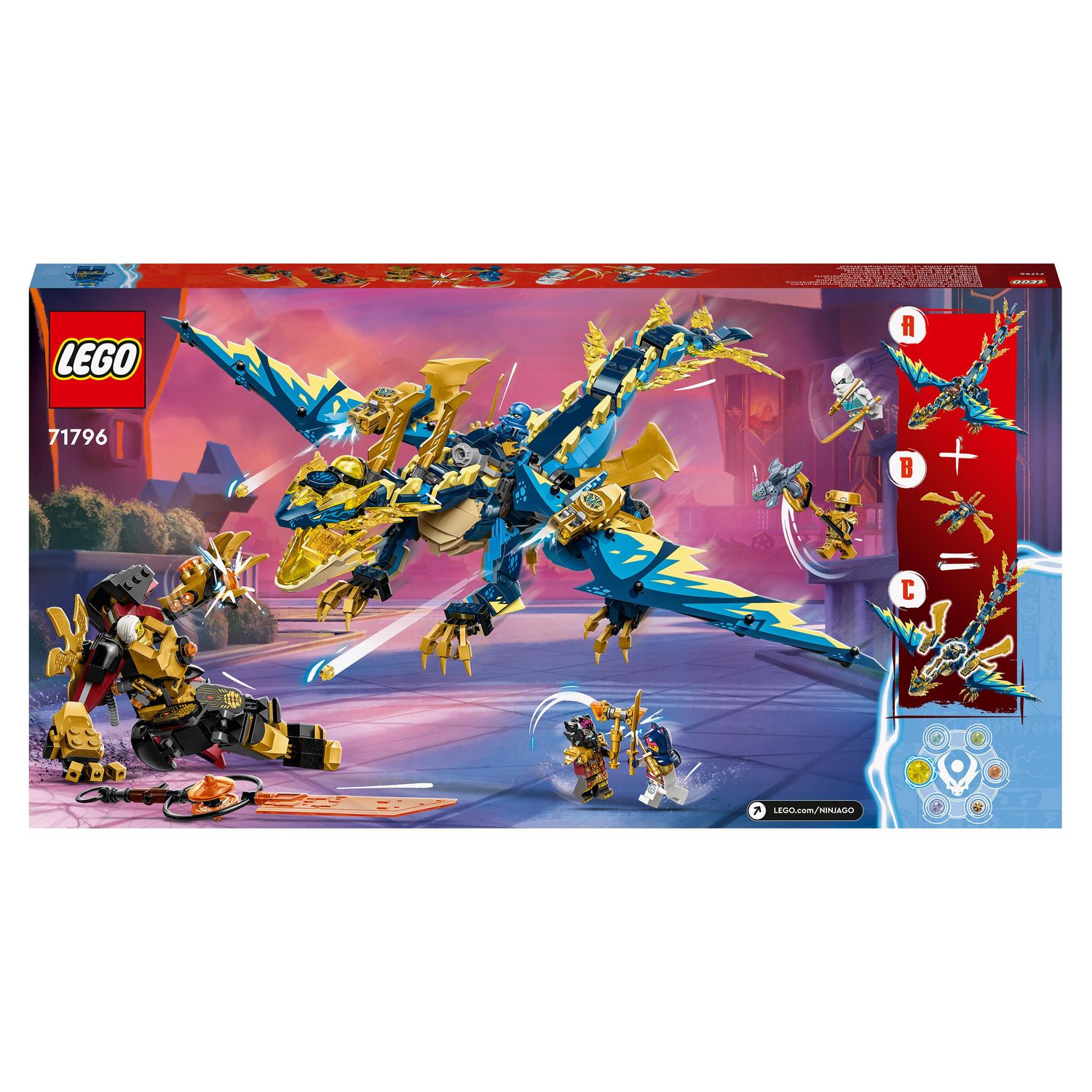 Voir la diapositive 2 : LEGO NINJAGO 71796 - Le Dragon Élémentaire contre le Robot de l'Impératrice, Grand Jouet de Construction avec Figurines et 6 Minifigurines Ninja