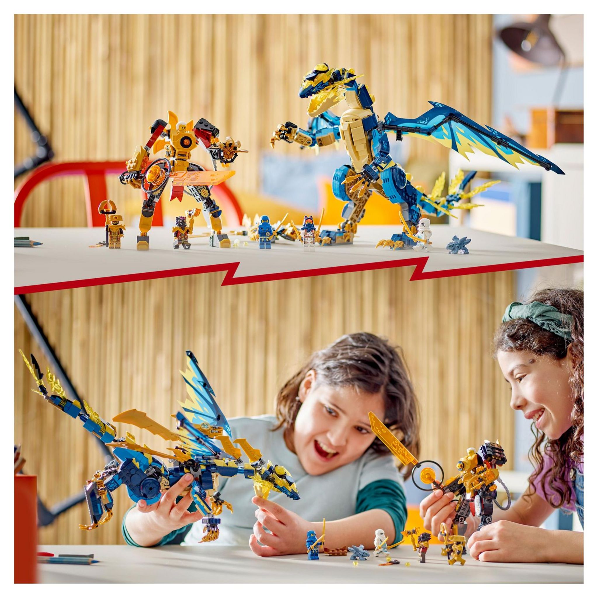 Voir la diapositive 3 : LEGO NINJAGO 71796 - Le Dragon Élémentaire contre le Robot de l'Impératrice, Grand Jouet de Construction avec Figurines et 6 Minifigurines Ninja