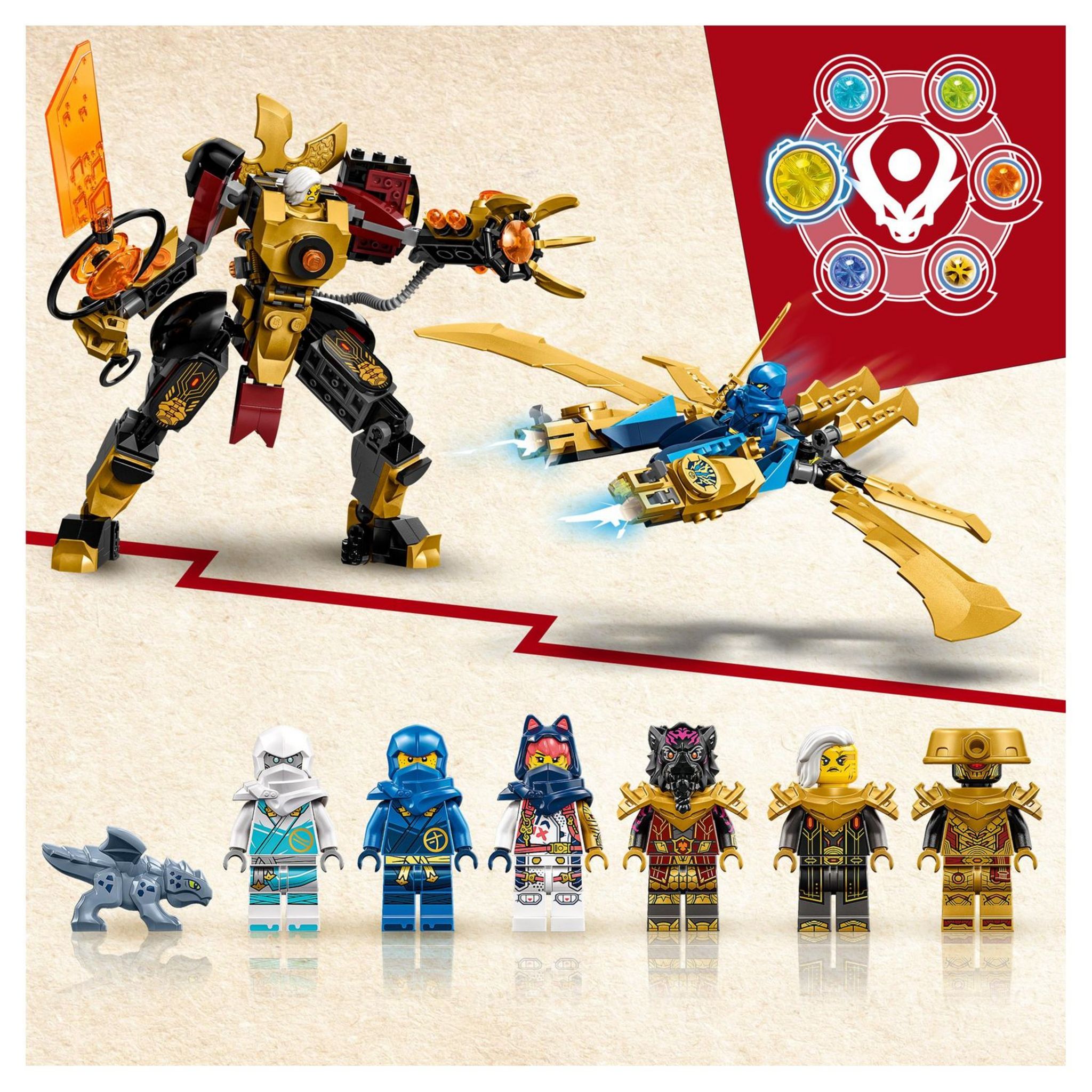 Voir la diapositive 5 : LEGO NINJAGO 71796 - Le Dragon Élémentaire contre le Robot de l'Impératrice, Grand Jouet de Construction avec Figurines et 6 Minifigurines Ninja
