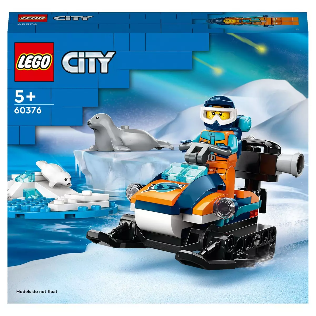 LEGO City 60376 - La Motoneige d’Exploration Arctique, Jouet de Construction de Véhicules avec Figurines de Phoques et Minifigurine d'Explorateur