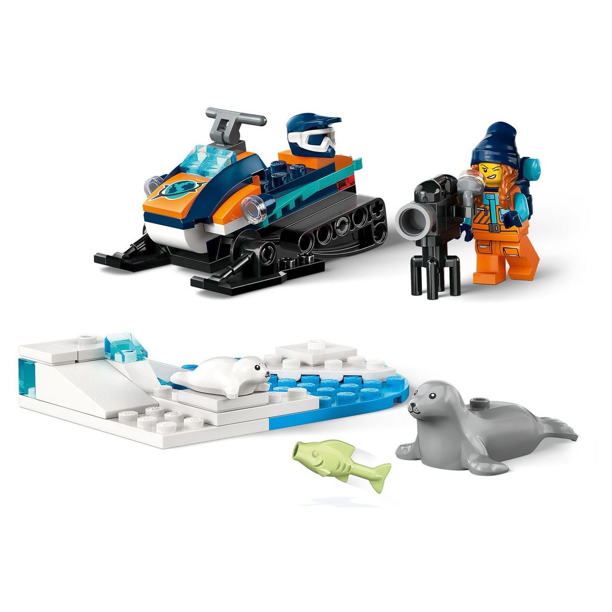 LEGO City 60376 - La Motoneige d'Exploration Arctique, Jouet de Construction de Véhicules avec Figurines de Phoques et Minifigurine d'Explorateur