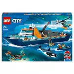 LEGO City 60368 - Le Navire d’Exploration Arctique, Grand Jouet avec Bateau Flottant, Hélicoptère, Sous-Marin, Épave de Viking, 7 Minifigurines et Figurine d'Orque