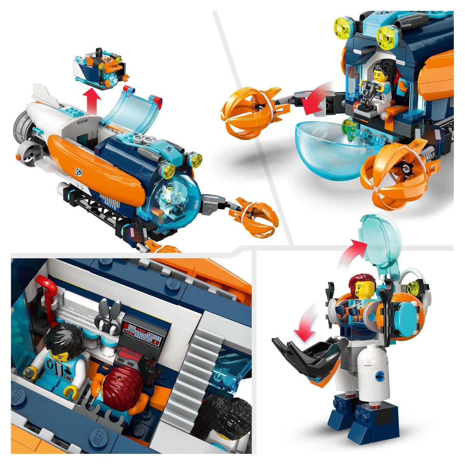Voir la diapositive 5 : LEGO City 60379 - Le Sous-Marin d'Exploration en Eaux Profondes, Jouet avec Drone, Figurines Requin, Épave et Minifigurines Plongeur