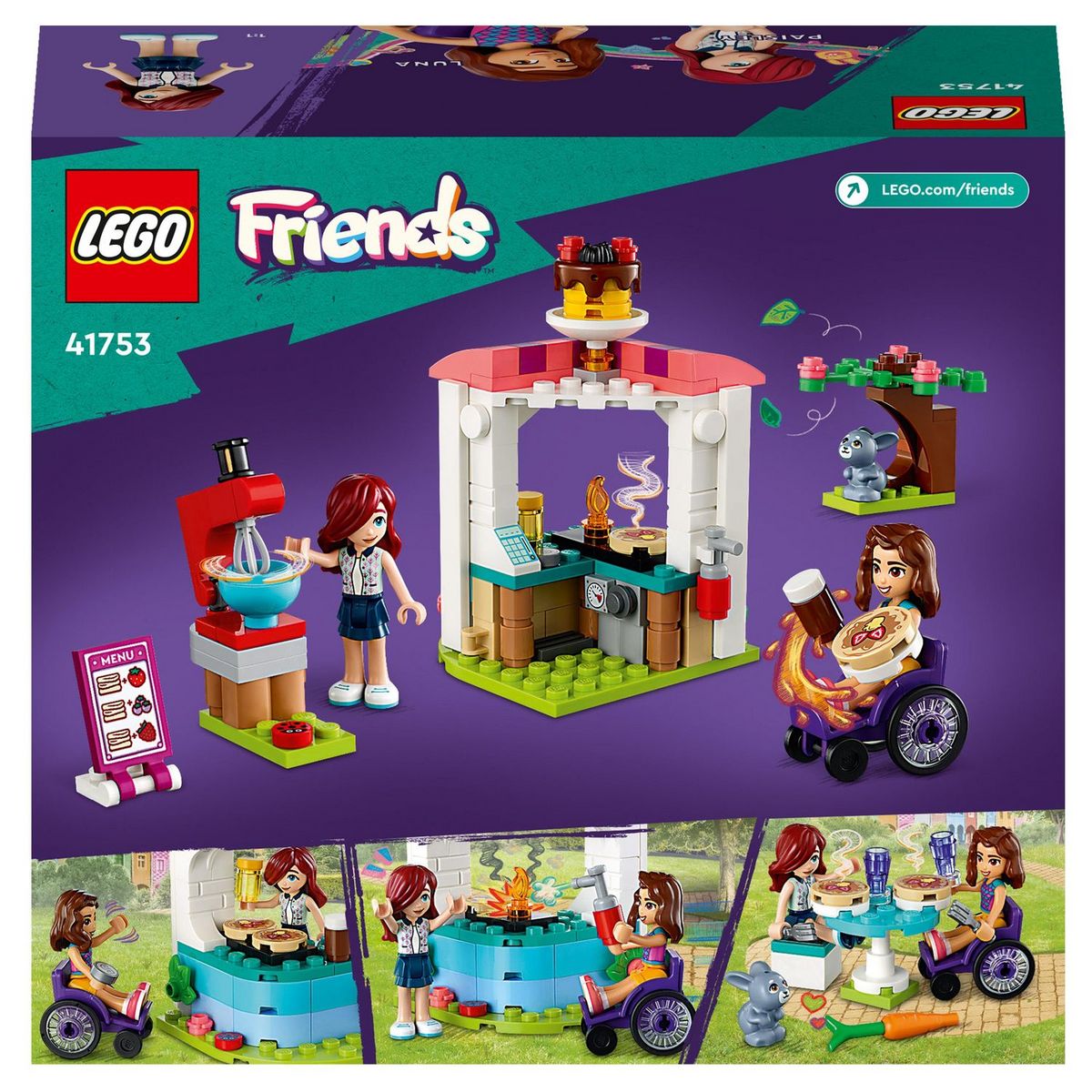 LEGO Friends 41753 - La Crêperie, Jouet Créatif pour Filles et Garçons Dès 6 Ans avec Mini-Poupées Paisley et Luna plus Figurine Lapin