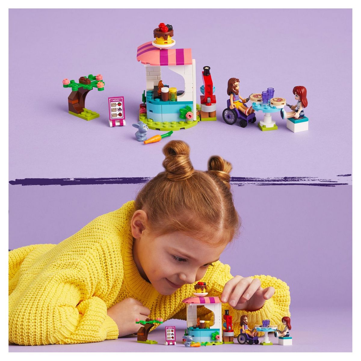 LEGO Friends 41753 - La Crêperie, Jouet Créatif pour Filles et Garçons Dès 6 Ans avec Mini-Poupées Paisley et Luna plus Figurine Lapin
