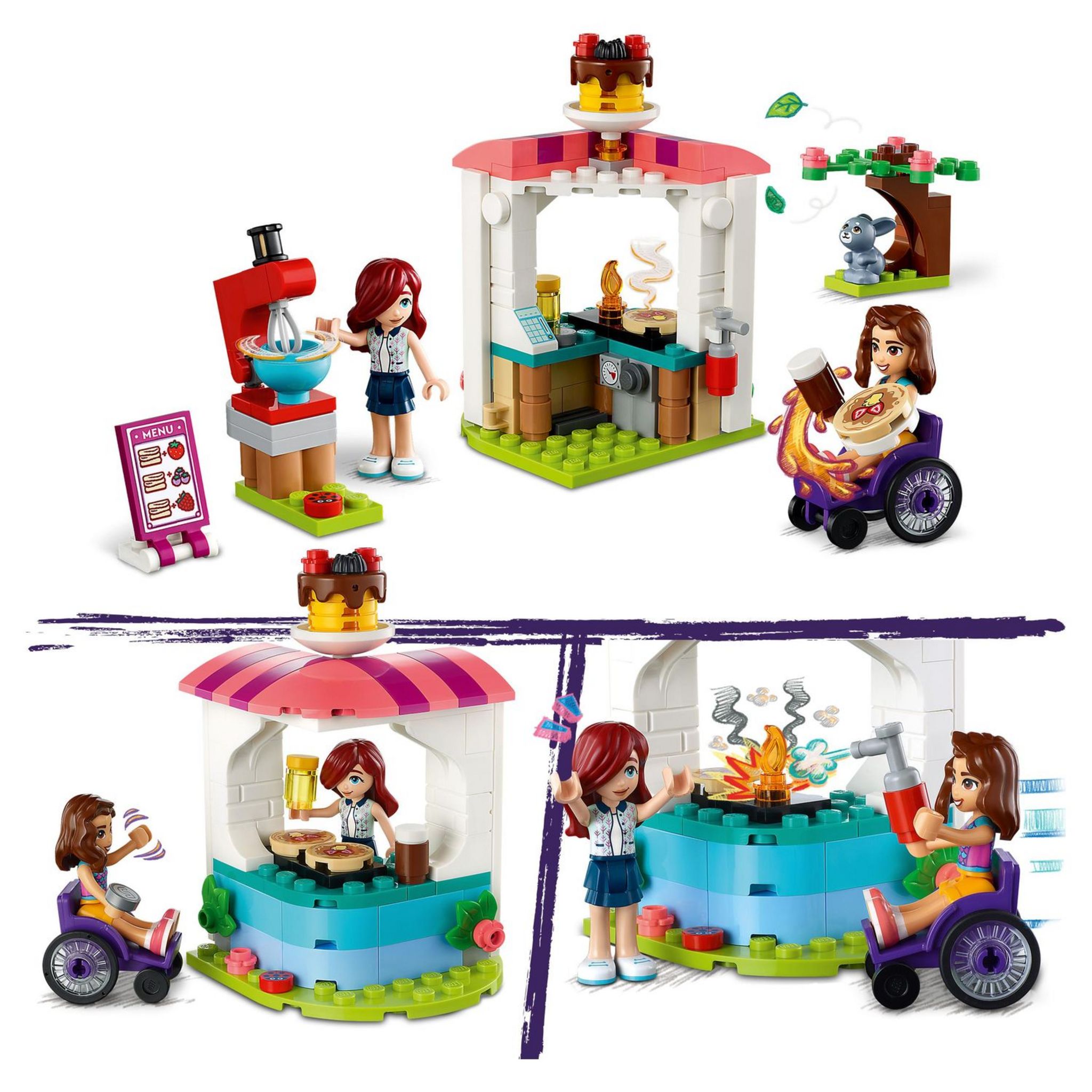 Voir la diapositive 5 : LEGO Friends 41753 - La Crêperie, Jouet Créatif pour Filles et Garçons Dès 6 Ans avec Mini-Poupées Paisley et Luna plus Figurine Lapin
