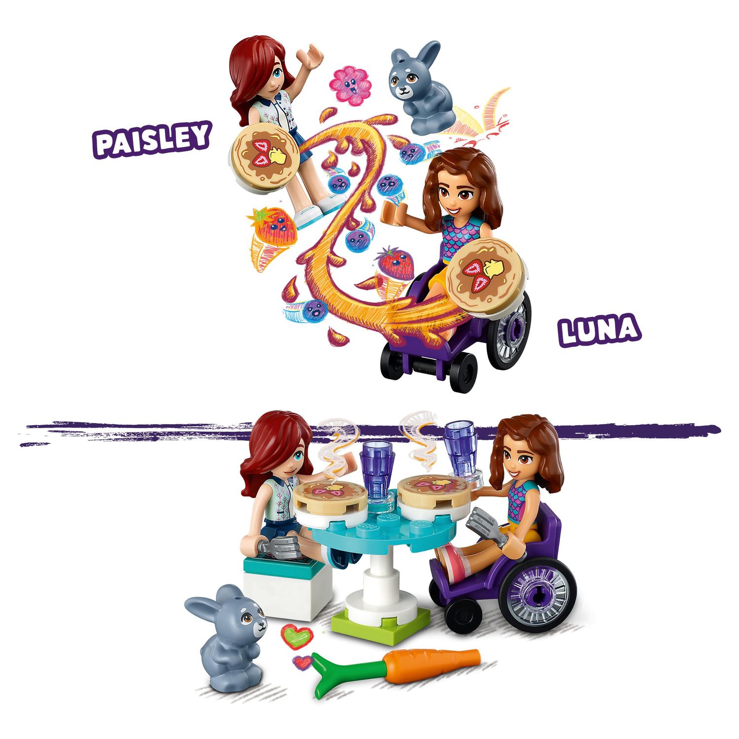 Voir la diapositive 6 : LEGO Friends 41753 - La Crêperie, Jouet Créatif pour Filles et Garçons Dès 6 Ans avec Mini-Poupées Paisley et Luna plus Figurine Lapin