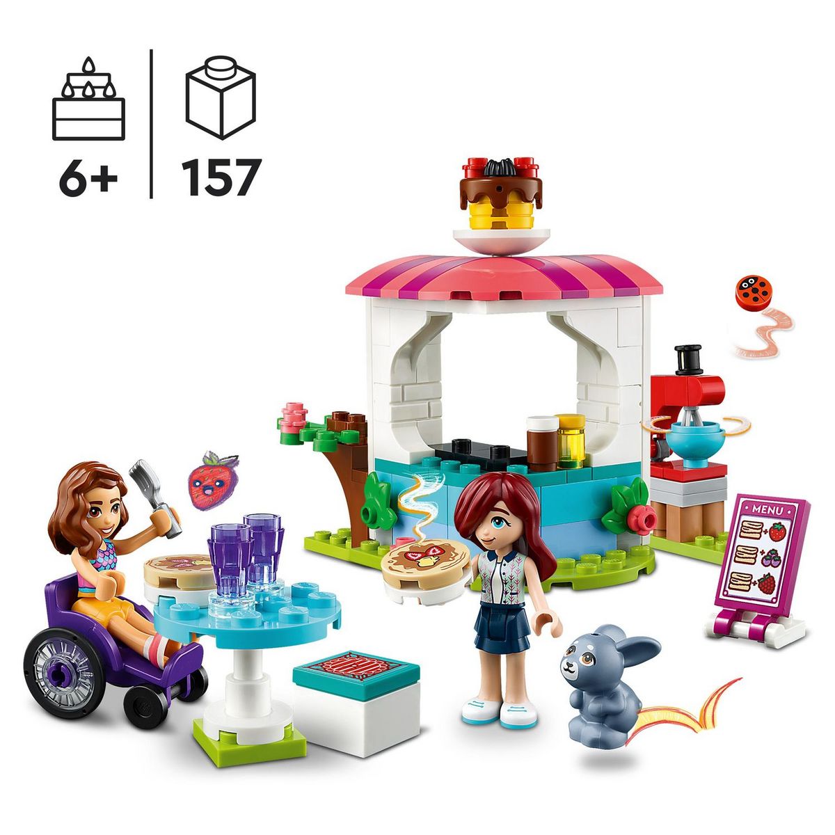 LEGO Friends 41753 - La Crêperie, Jouet Créatif pour Filles et Garçons Dès 6 Ans avec Mini-Poupées Paisley et Luna plus Figurine Lapin