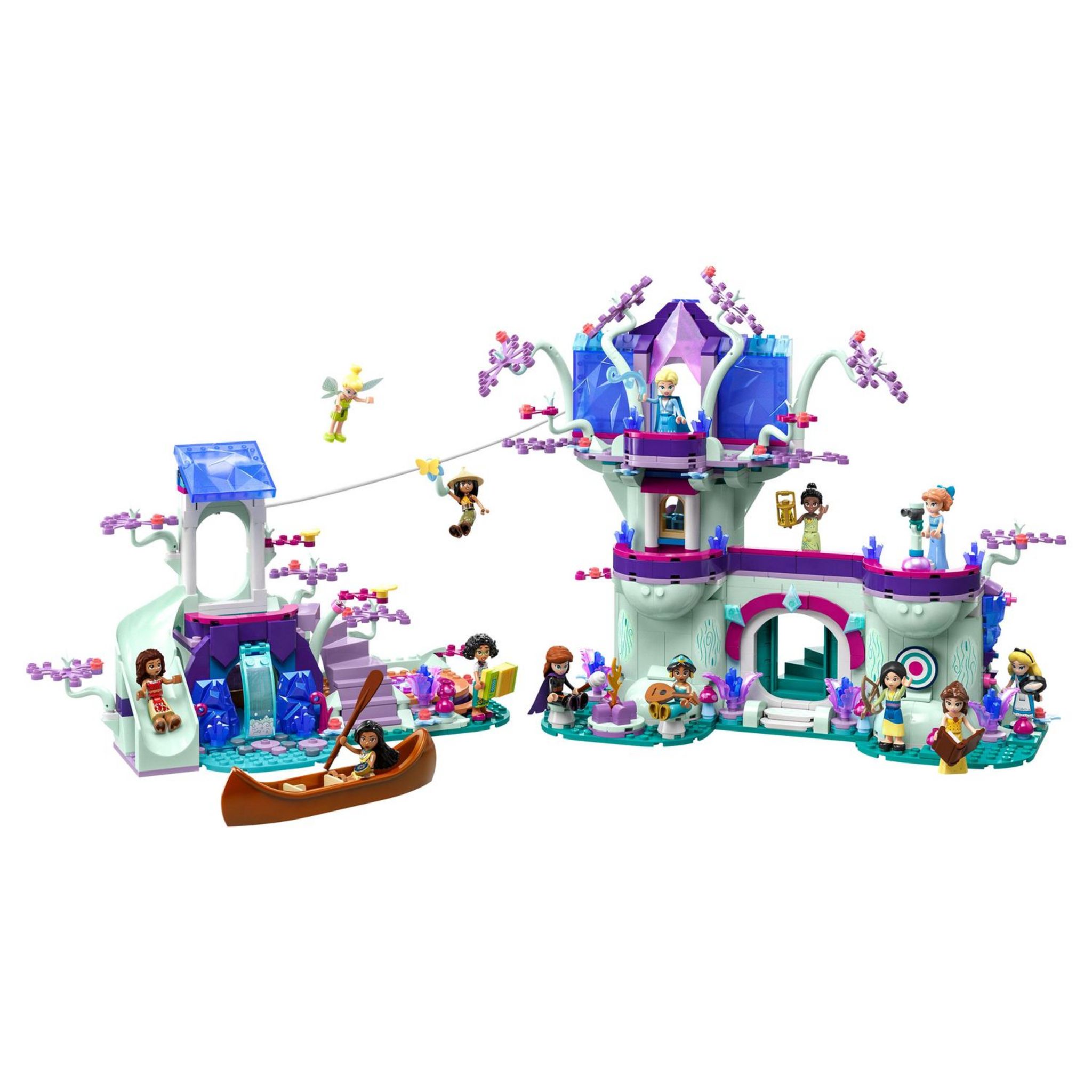 Voir la diapositive 8 : LEGO Disney Princess 43215 - La Cabane Enchantée dans l'Arbre, avec 13 Mini-Poupées Figurines dont Princesse Jasmine, Elsa, Anna & Moana, Jouet à 2 Niveaux