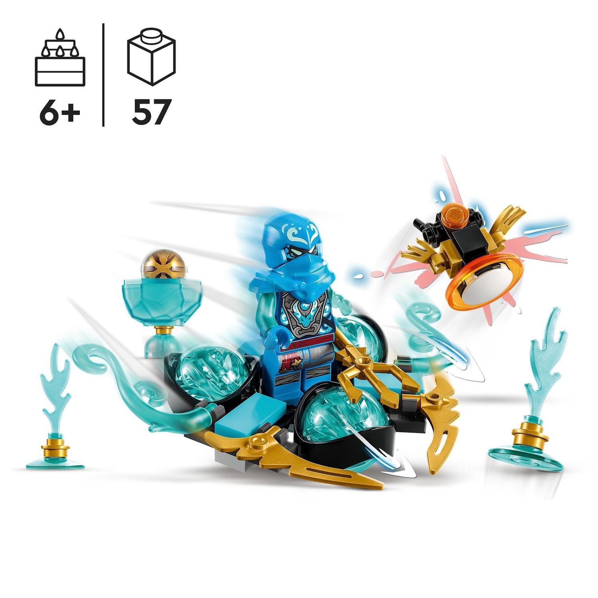 Voir la diapositive 3 : LEGO Ninjago 71778 - Le dérapage Spinjitzu - Le pouvoir du dragon de Nya