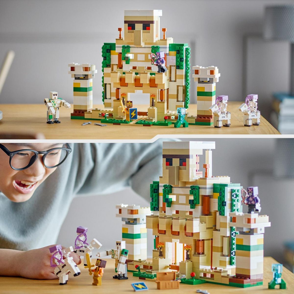 LEGO LEGO Minecraft 21250 La Forteresse du Golem de Fer, Jouet Château qui se Transforme en Grande Figurine