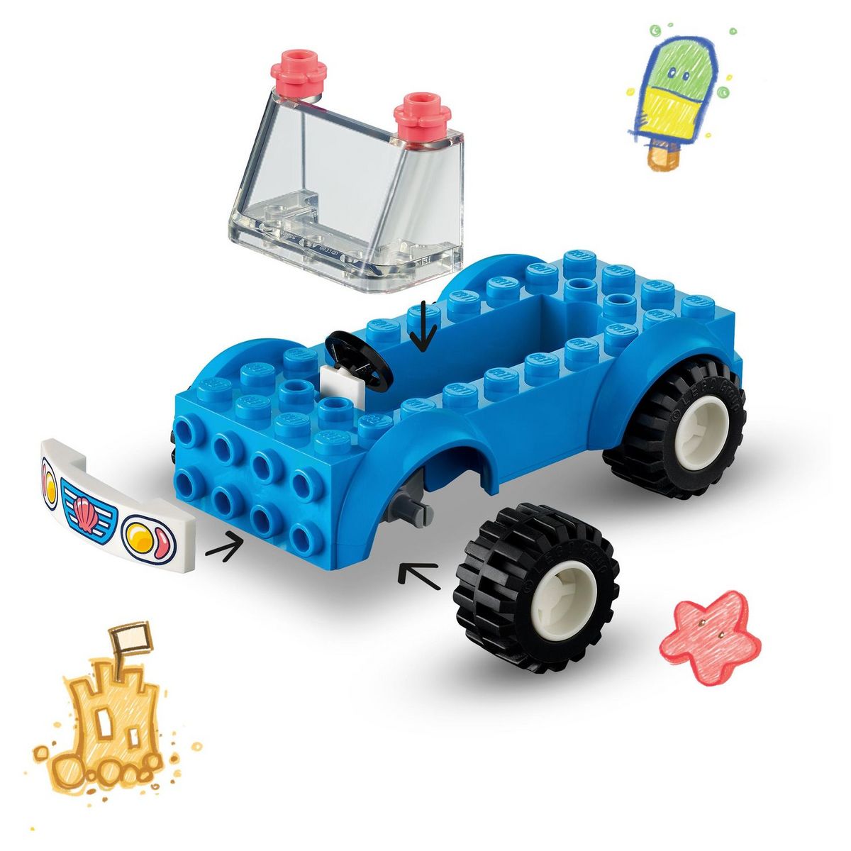 LEGO Friends  41725 - La Journée à la Plage en Buggy, Jouet avec Voiture, Planche de Surf, Mini-Poupées, plus Figurines d'Animaux Dauphin et Chien