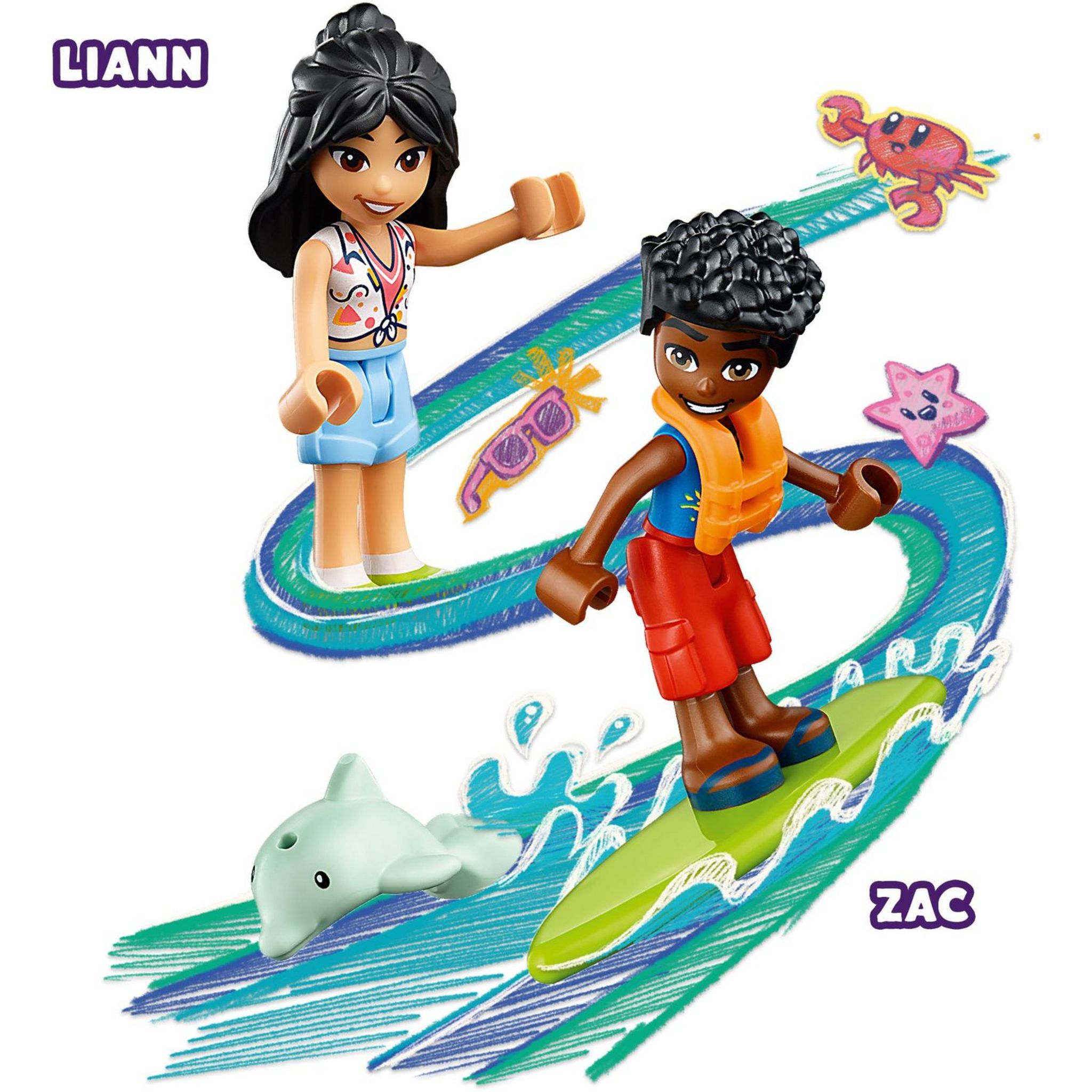 Voir la diapositive 6 : LEGO Friends  41725 - La Journée à la Plage en Buggy, Jouet avec Voiture, Planche de Surf, Mini-Poupées, plus Figurines d'Animaux Dauphin et Chien