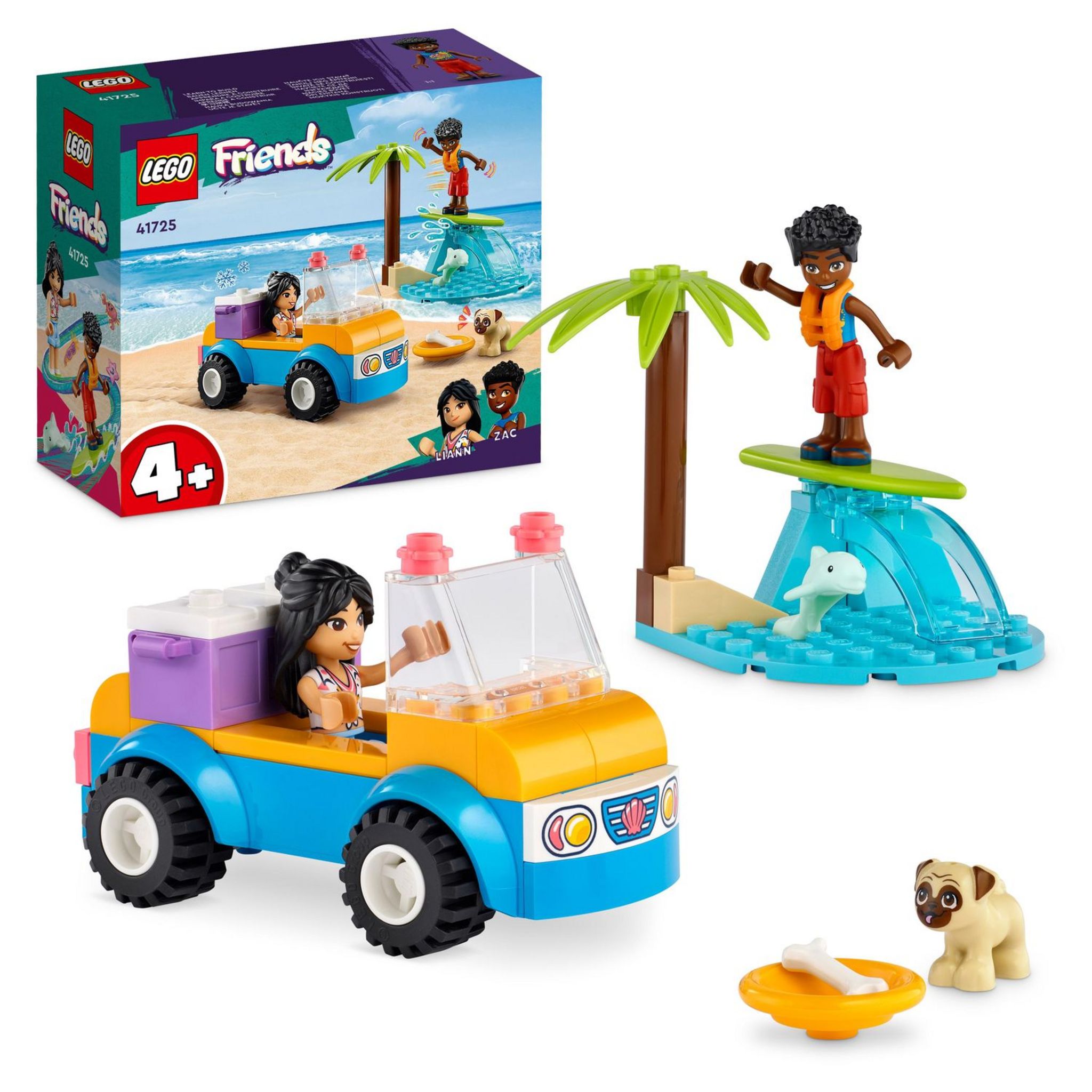 Voir la diapositive 9 : LEGO Friends  41725 - La Journée à la Plage en Buggy, Jouet avec Voiture, Planche de Surf, Mini-Poupées, plus Figurines d'Animaux Dauphin et Chien