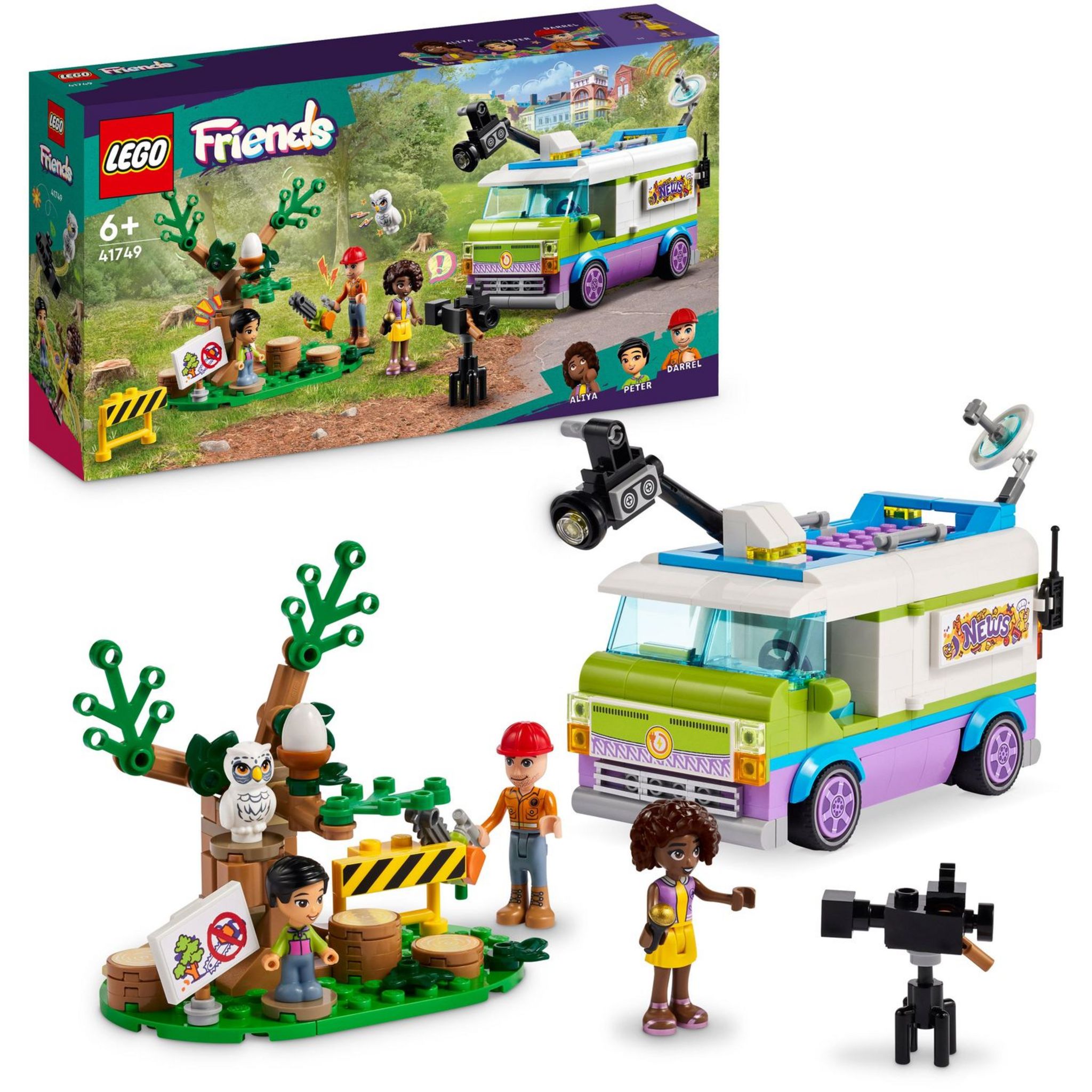 Voir la diapositive 2 : LEGO Friends 41749 - Le Camion de Reportage, Set de Sauvetage d'Animaux, Imaginer Filmer un Reportage, avec Jouet de Camion, Figurine Hibou et Mini-Poupée Aliya