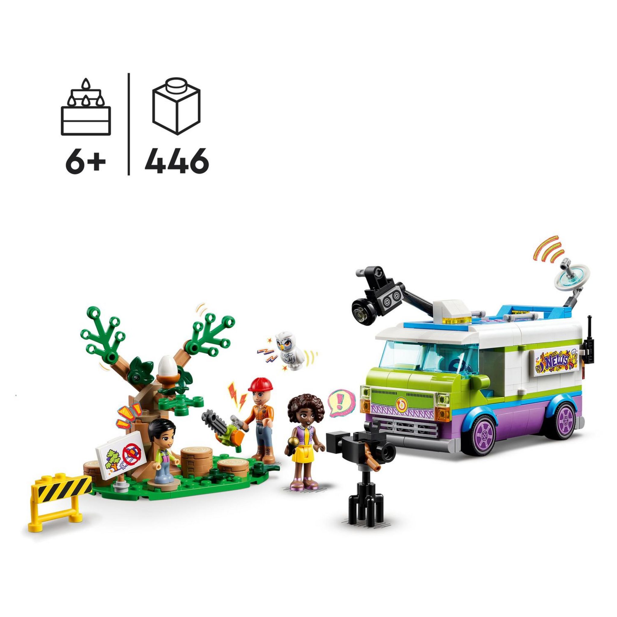 Voir la diapositive 4 : LEGO Friends 41749 - Le Camion de Reportage, Set de Sauvetage d'Animaux, Imaginer Filmer un Reportage, avec Jouet de Camion, Figurine Hibou et Mini-Poupée Aliya