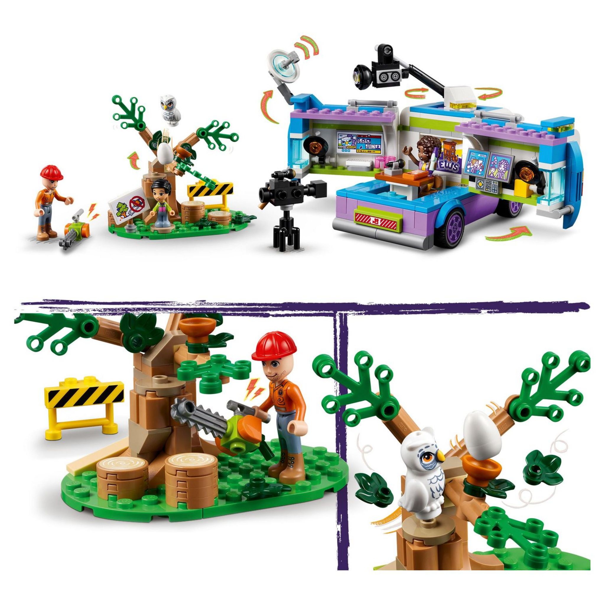 Voir la diapositive 6 : LEGO Friends 41749 - Le Camion de Reportage, Set de Sauvetage d'Animaux, Imaginer Filmer un Reportage, avec Jouet de Camion, Figurine Hibou et Mini-Poupée Aliya