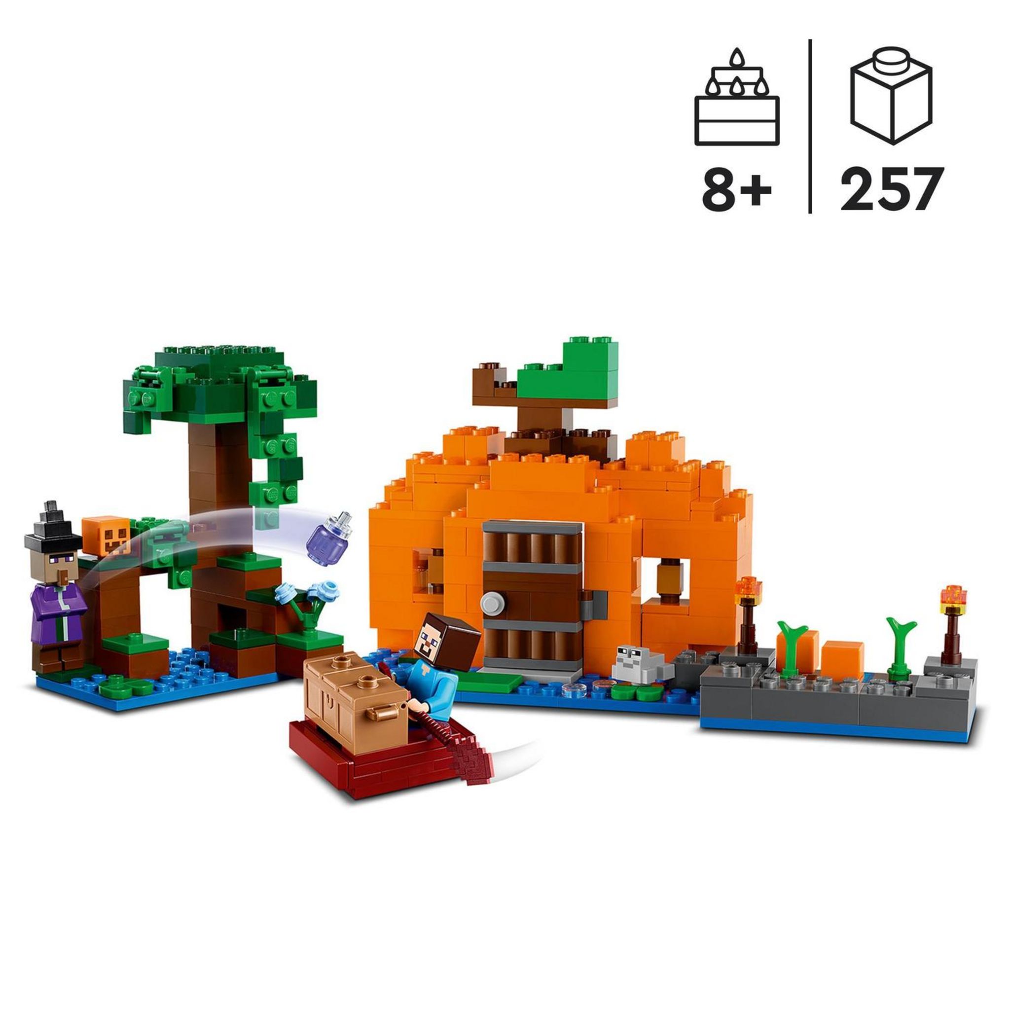 Voir la diapositive 7 : LEGO LEGO Minecraft 21248 La Ferme Citrouille, Jouet de Maison avec Figurines Steve et Sorcière