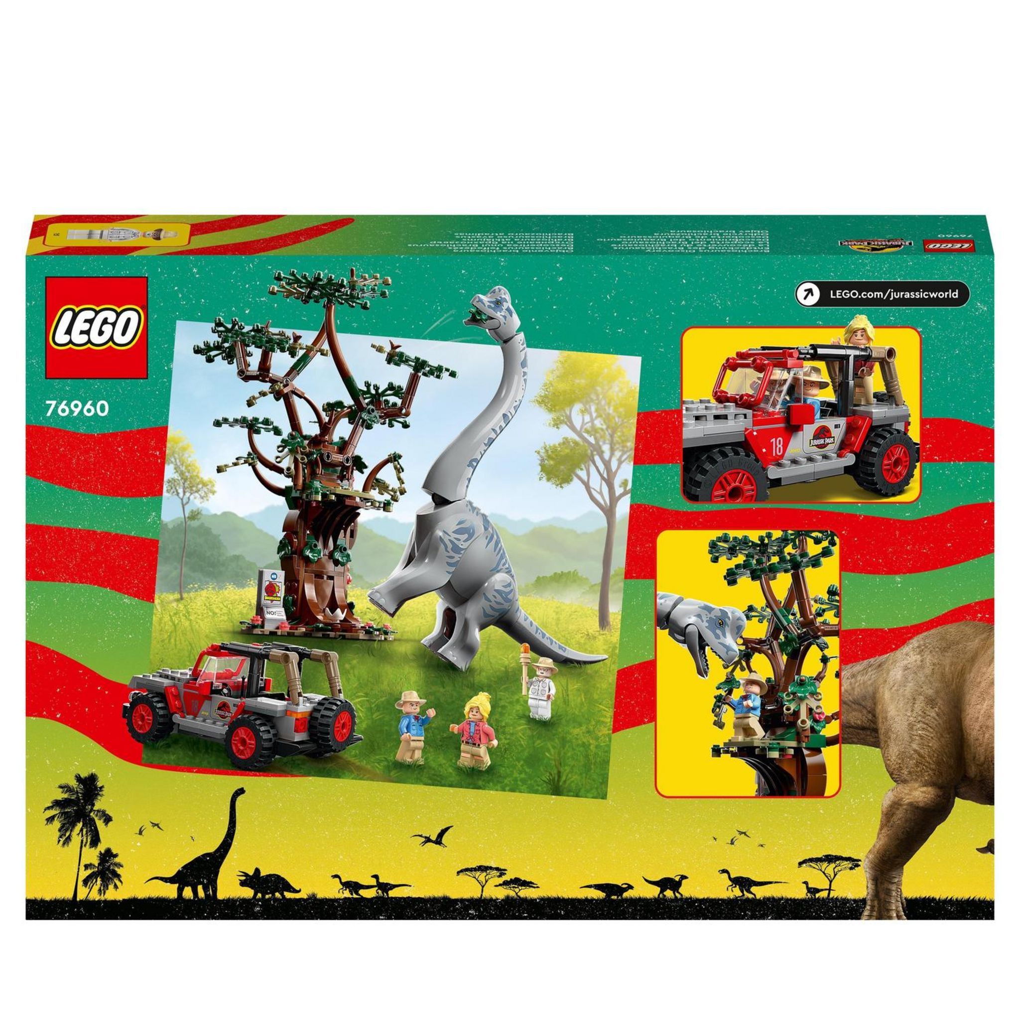 Voir la diapositive 2 : LEGO LEGO Jurassic Park 76960 La Découverte du Brachiosaure, Jouet avec Figurine de Dinosaure et Voiture