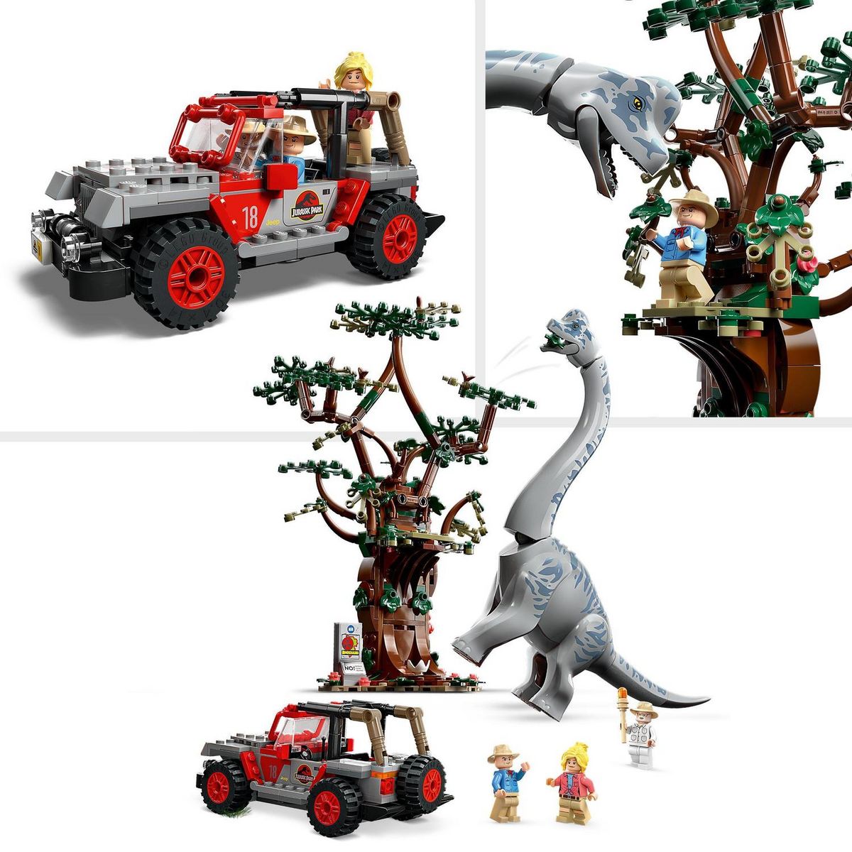 LEGO LEGO Jurassic Park 76960 La Découverte du Brachiosaure, Jouet avec Figurine de Dinosaure et Voiture