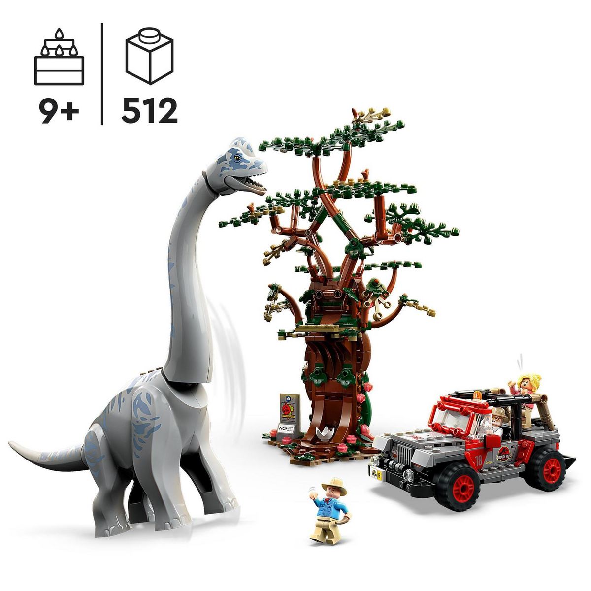 LEGO LEGO Jurassic Park 76960 La Découverte du Brachiosaure, Jouet avec Figurine de Dinosaure et Voiture