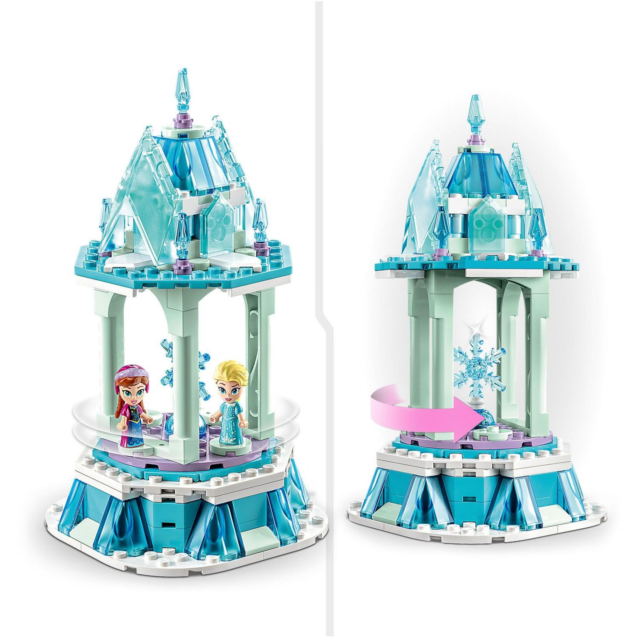 Voir la diapositive 6 : LEGO Disney Princess 43218 - Le Manège Magique d'Anna et Elsa, Jouet inspiré du Château de la Reine des Neiges avec Micro-Poupée Kristoff et Figurine Olaf