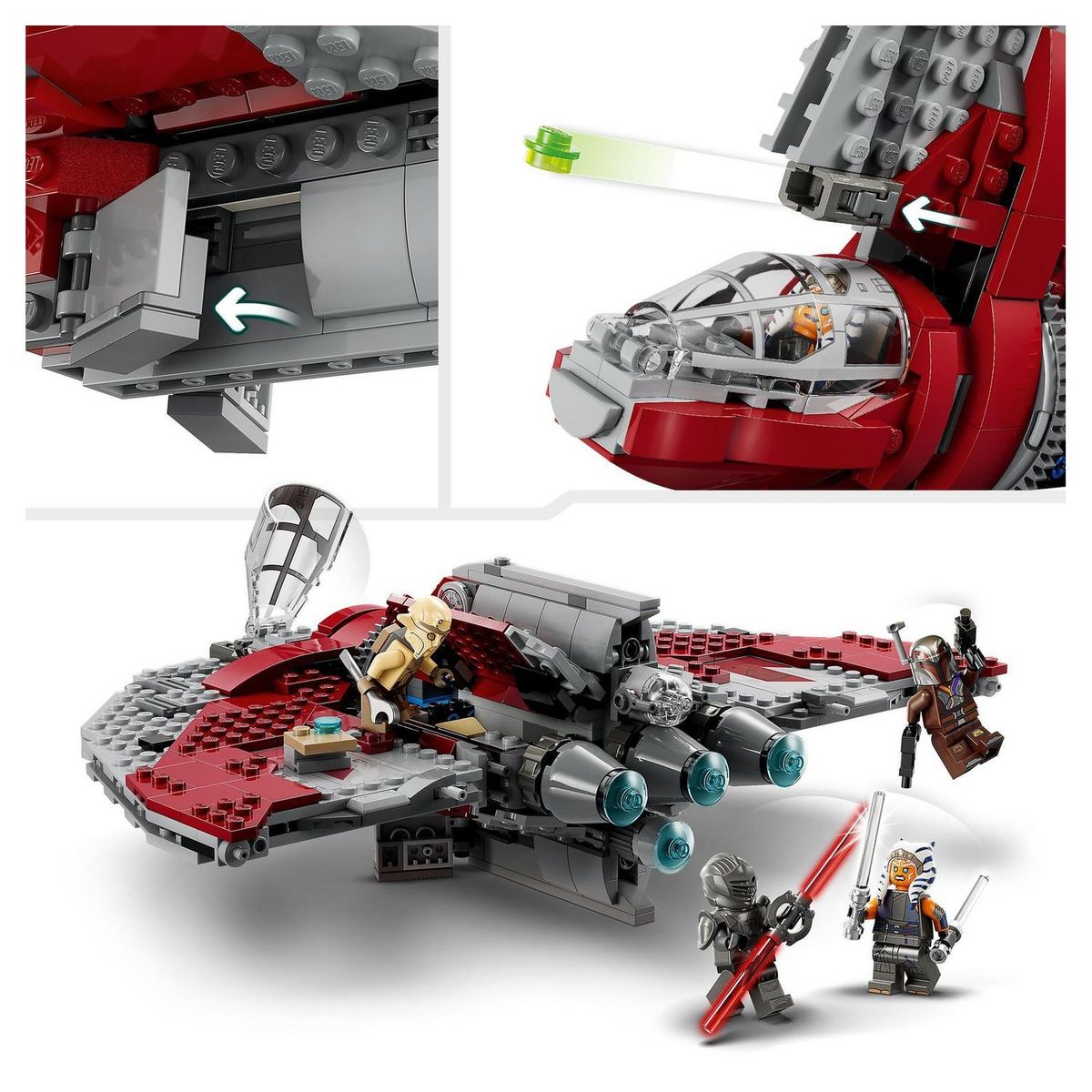 LEGO LEGO Star Wars La Navette T-6 d'Ahsoka Tano 75362, Vaisseau Lance-Tenons, 4 Personnages
