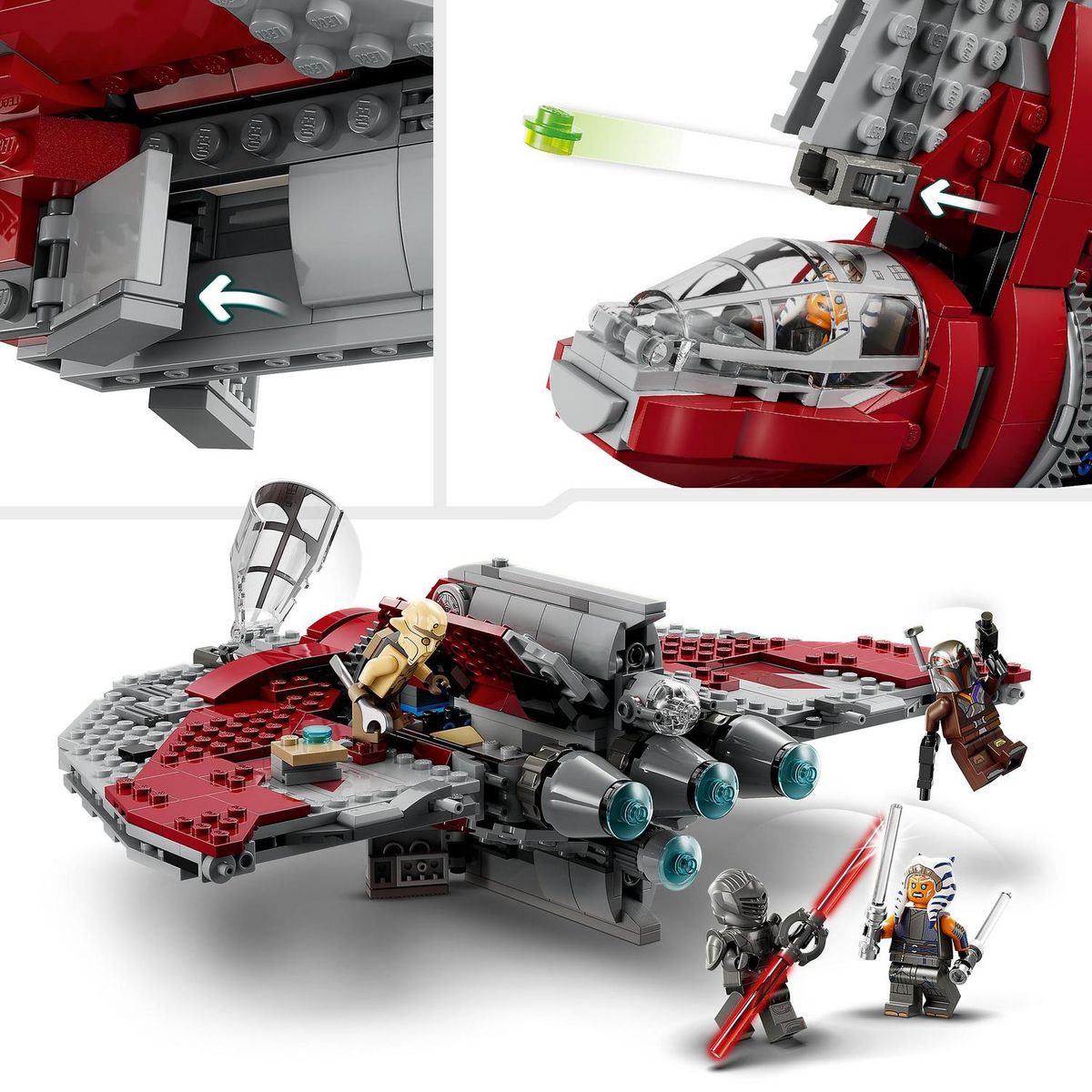 LEGO LEGO Star Wars La Navette T-6 d'Ahsoka Tano 75362, Vaisseau Lance-Tenons, 4 Personnages