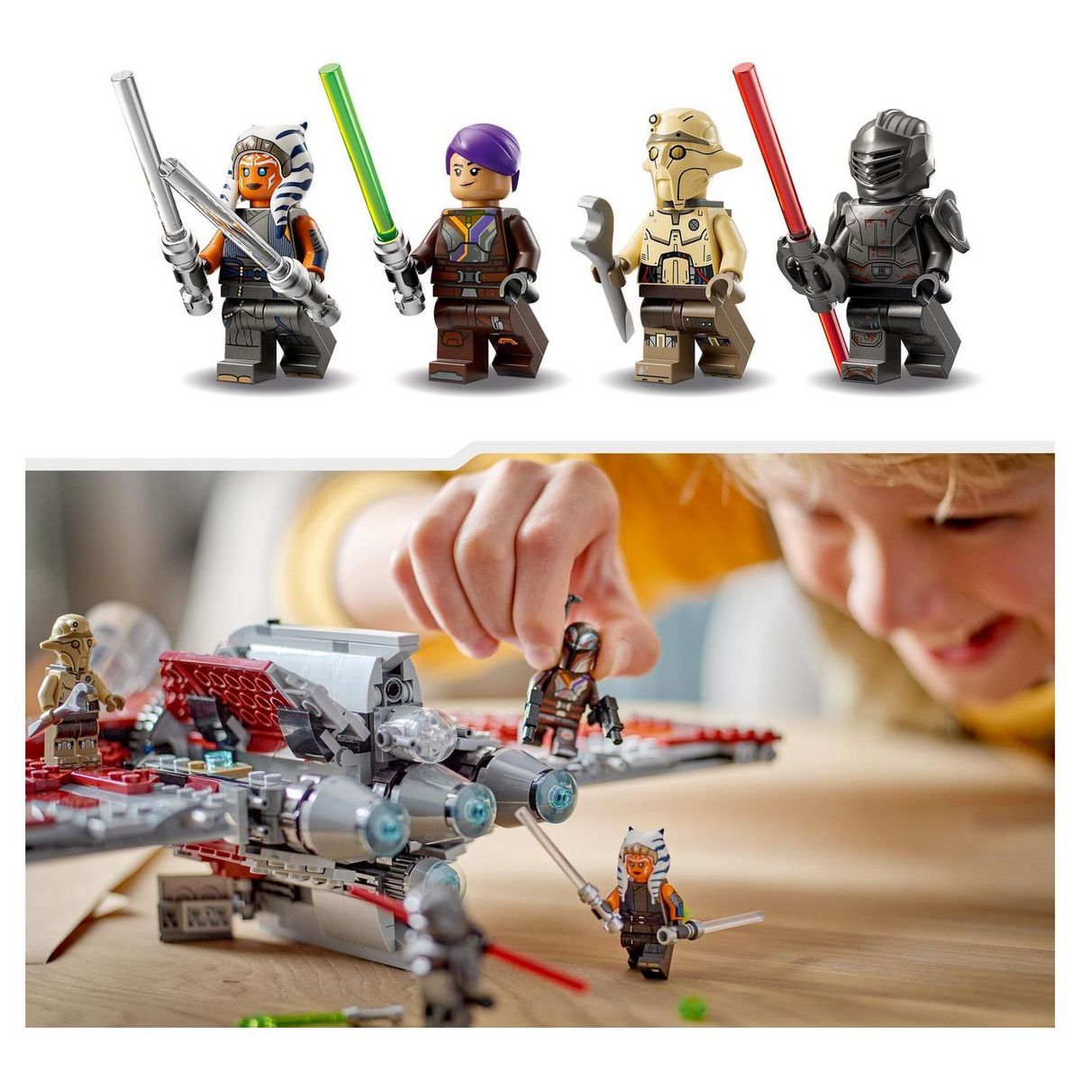 LEGO LEGO Star Wars La Navette T-6 d'Ahsoka Tano 75362, Vaisseau Lance-Tenons, 4 Personnages