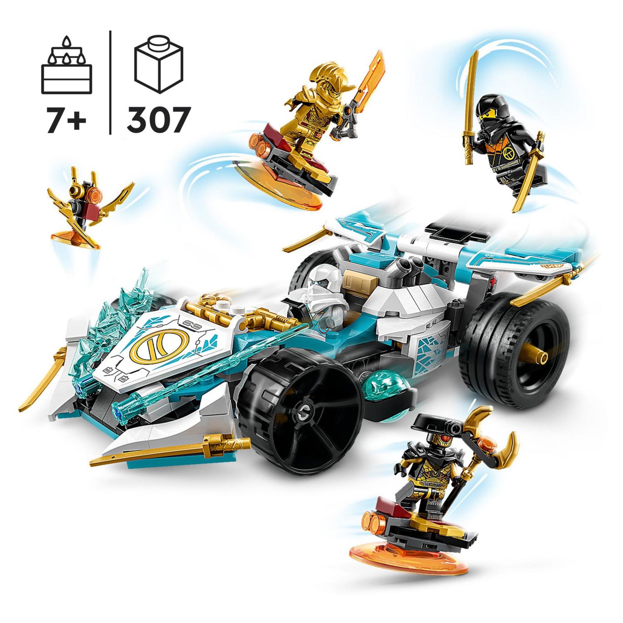 Voir la diapositive 6 : LEGO NINJAGO 71791 - La Voiture de Course Spinjitzu : le Pouvoir du Dragon de Zane, Jouet Modèle Réduit avec Rotation et 4 Minifigurines, Cadeau Enfants Dès 7 Ans