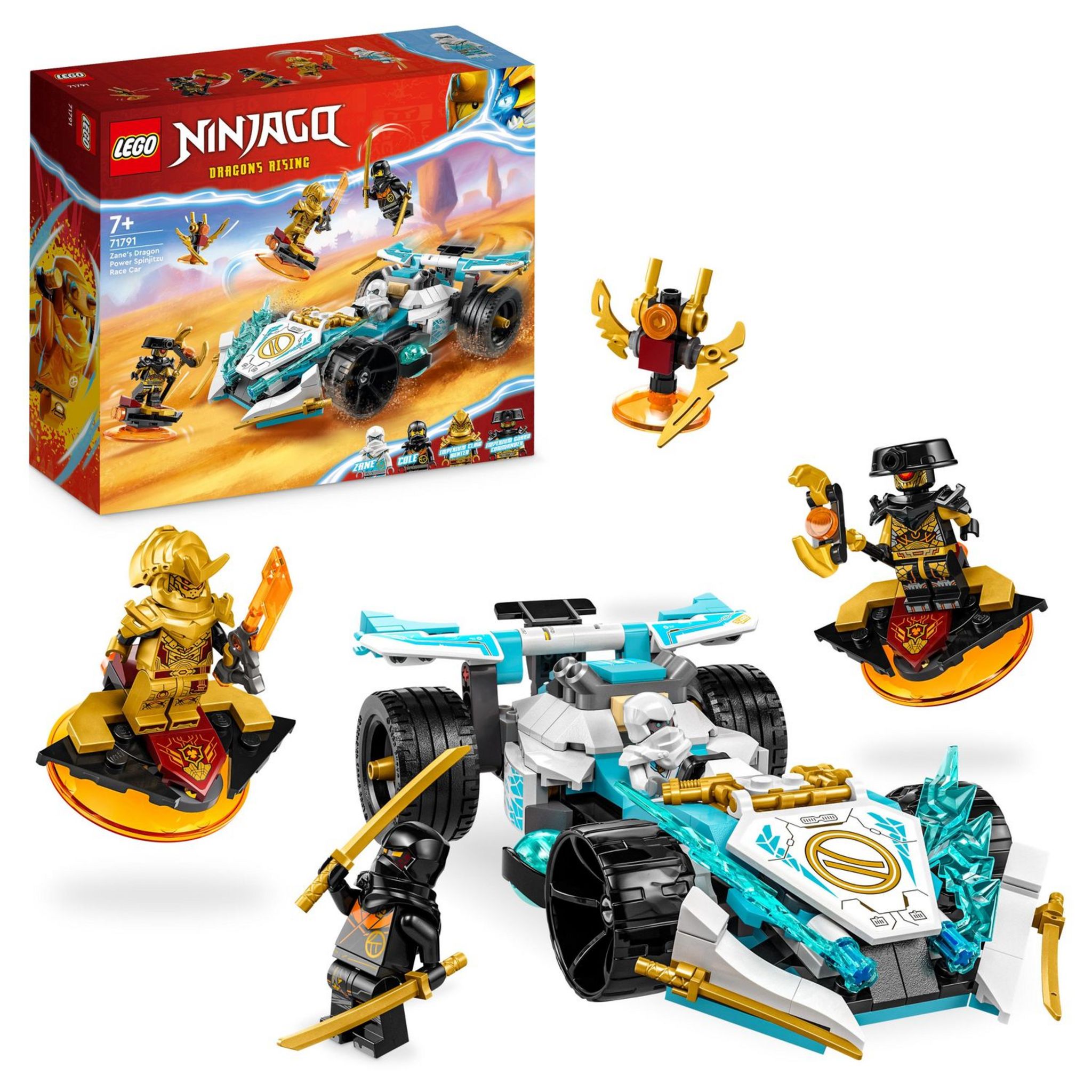 Voir la diapositive 8 : LEGO NINJAGO 71791 - La Voiture de Course Spinjitzu : le Pouvoir du Dragon de Zane, Jouet Modèle Réduit avec Rotation et 4 Minifigurines, Cadeau Enfants Dès 7 Ans