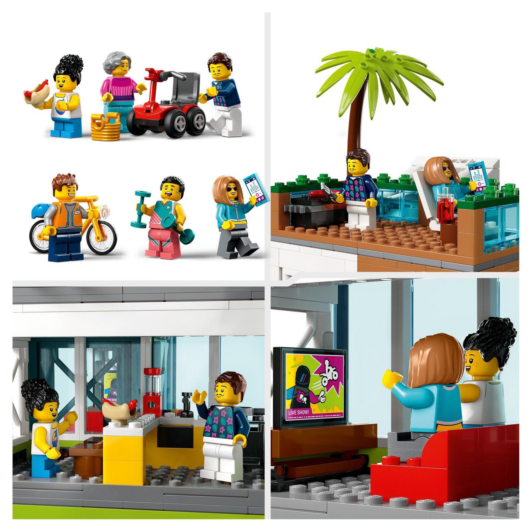 Voir la diapositive 5 : LEGO City 60365 - L'Immeuble d'Habitation, Maquette Modulaire avec Chambres, Magasin, Jouet de Vélo et 6 Minifigurines