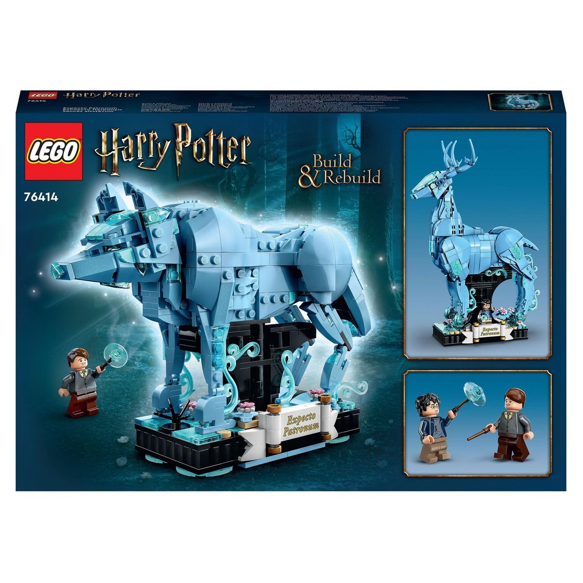 LEGO Harry Potter 76414 - Expecto Patronum, Maquette 2-en-1 avec Figurines Animales Cerf et Loup, Décoration Accessoire de Chambre