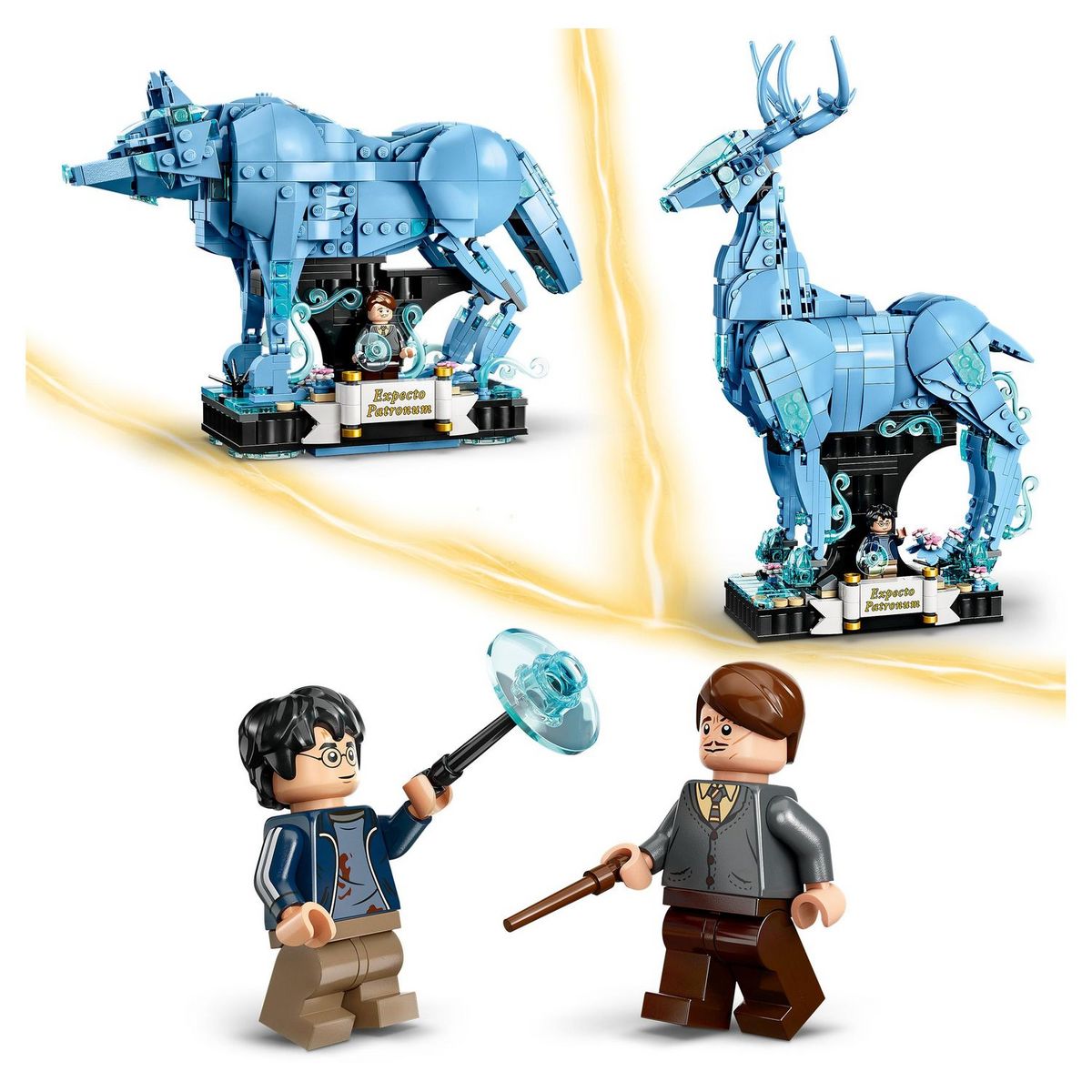 LEGO Harry Potter 76414 - Expecto Patronum, Maquette 2-en-1 avec Figurines Animales Cerf et Loup, Décoration Accessoire de Chambre