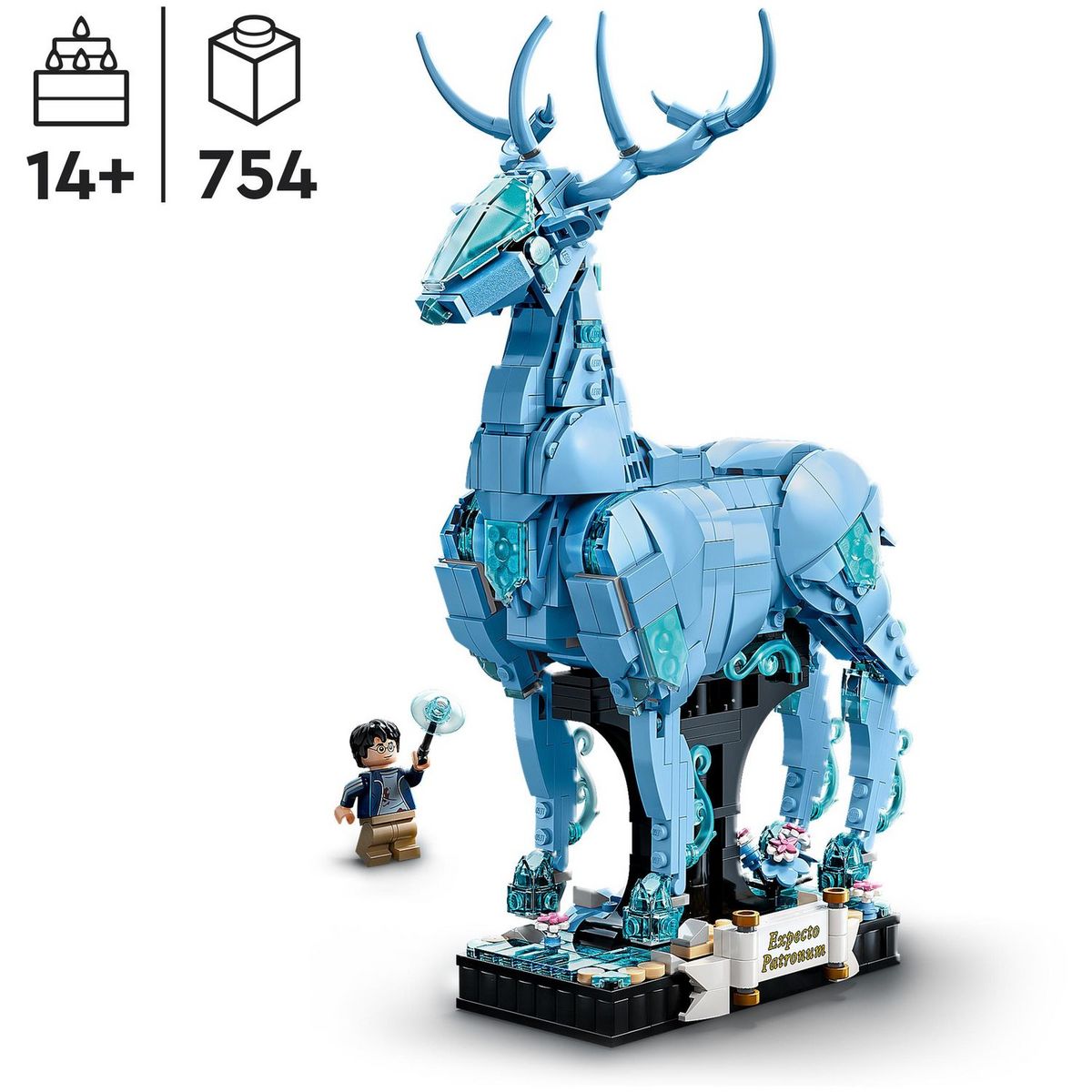 LEGO Harry Potter 76414 - Expecto Patronum, Maquette 2-en-1 avec Figurines Animales Cerf et Loup, Décoration Accessoire de Chambre