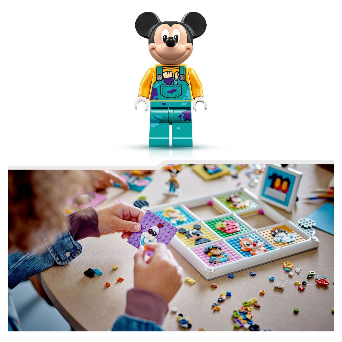LEGO Disney 43221 - 100 Ans d'Icônes Disney, Set de Création d'Art Mural de Personnages, 72 Motifs de Mosaïque Amusants à Créer, Incluant la Minifigurine de Mickey Mouse