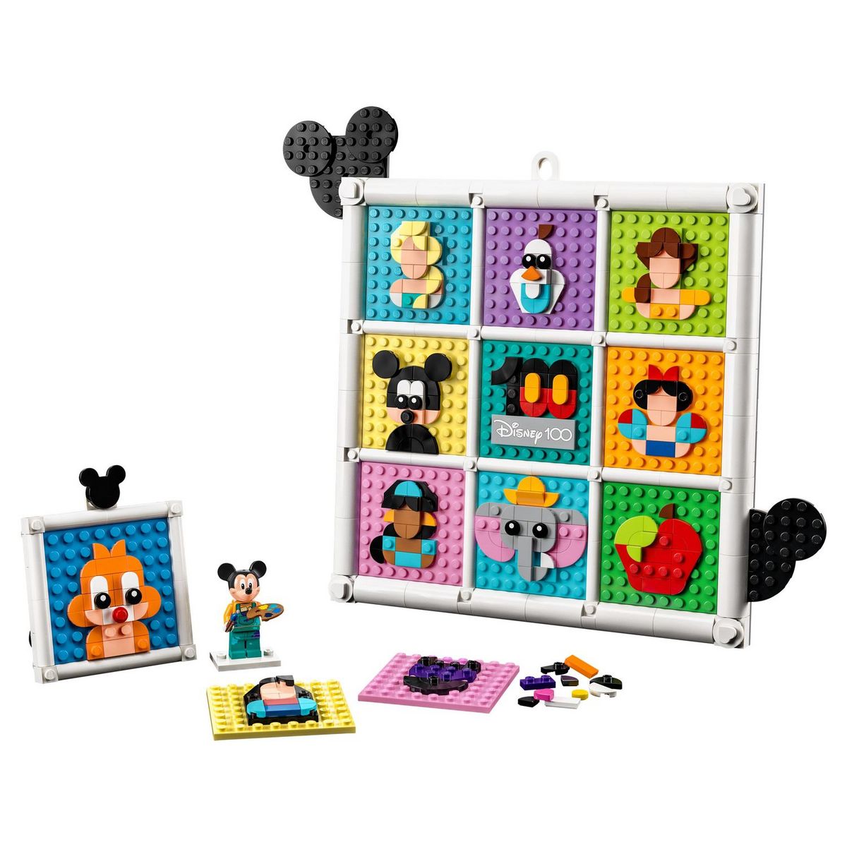 LEGO Disney 43221 - 100 Ans d'Icônes Disney, Set de Création d'Art Mural de Personnages, 72 Motifs de Mosaïque Amusants à Créer, Incluant la Minifigurine de Mickey Mouse