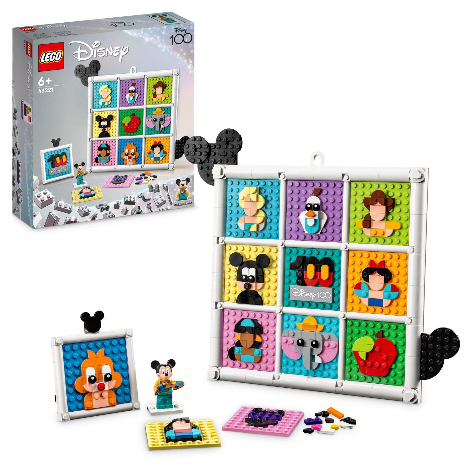 Voir la diapositive 9 : LEGO Disney 43221 - 100 Ans d'Icônes Disney, Set de Création d'Art Mural de Personnages, 72 Motifs de Mosaïque Amusants à Créer, Incluant la Minifigurine de Mickey Mouse
