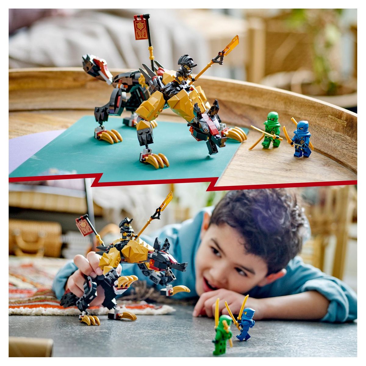 LEGO NINJAGO 71790 - Le Chien de Combat Dragon Imperium, Jouet de Ninja avec Monstre, Figurine Mythique Articulée et 3 Minifigurines