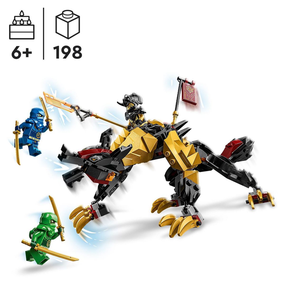 LEGO NINJAGO 71790 - Le Chien de Combat Dragon Imperium, Jouet de Ninja avec Monstre, Figurine Mythique Articulée et 3 Minifigurines