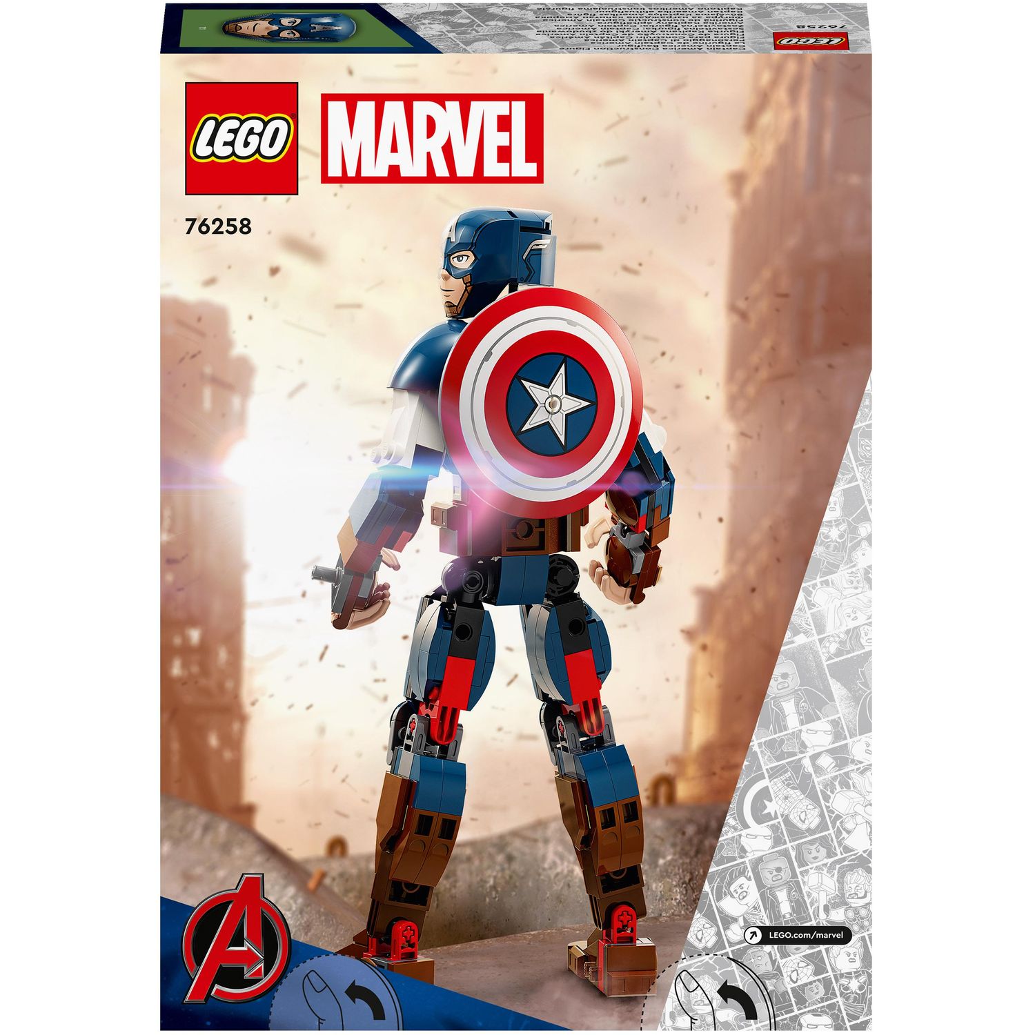 Voir la diapositive 2 : LEGO LEGO Marvel 76258 La Figurine de Captain America avec Bouclier, Jouet et Décoration Avengers