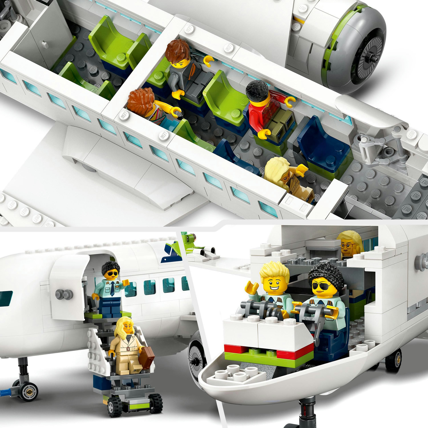 Voir la diapositive 5 : LEGO City 60367 L’Avion de Ligne, Jouet avec Bus de l'Aéroport, Remorqueur, Camion à Bagages et 9 Minifigurines