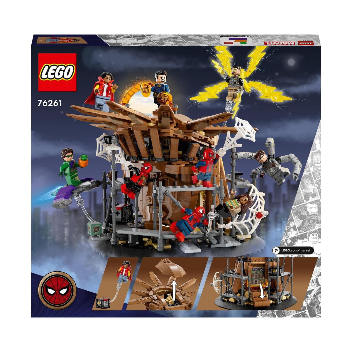 LEGO LEGO Marvel 76261 Le Combat Final de Spider-Man : No Way Home, Jouet avec 3 Peter Parkers, Bouffon Vert, Electro