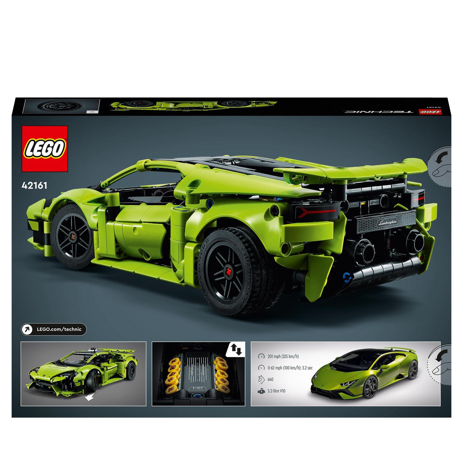 Voir la diapositive 2 : LEGO Technic 42161 Lamborghini Huracán Tecnica, Kit de Maquette de Voiture pour Enfants Fans de Sport Automobile